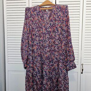 Time and True Floral Print Dress XL (16-18) Blue with multi-colored flowers